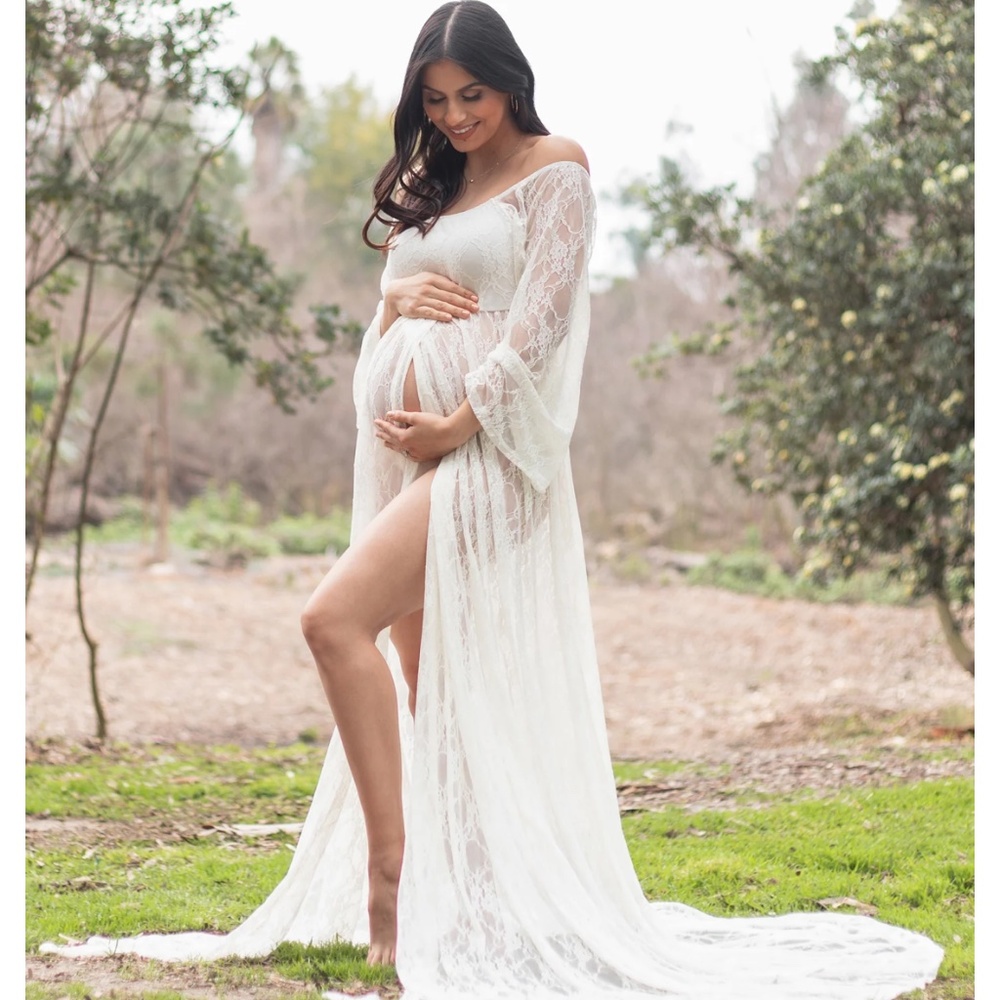 PinkBlush White lace maternity dress